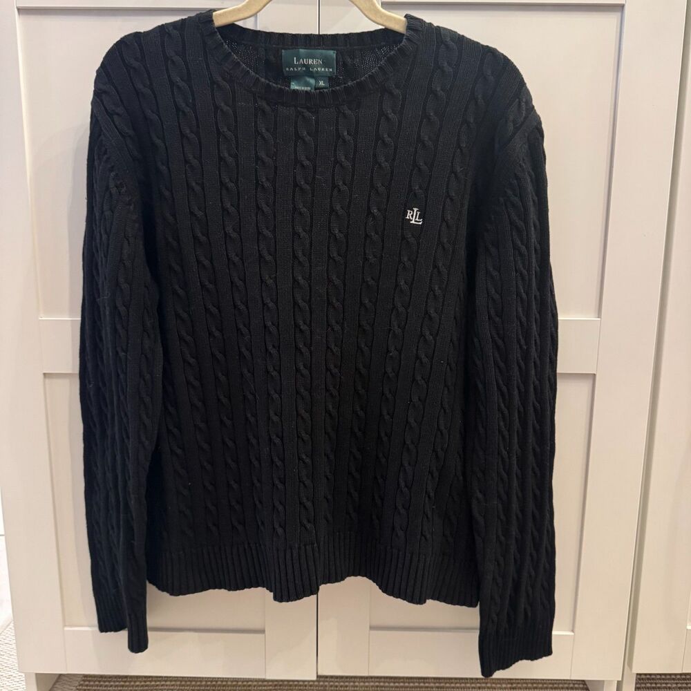 LRL Lauren Ralph Lauren Cable Kit Sweater, Size XL, 100% Cotton, Quiet Luxury